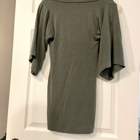 Spandex Body Forming Dress, Wide Sleeve, Loose Bell, Kimono Sleeve, Cowl, Size 6 - Picture 4 of 9